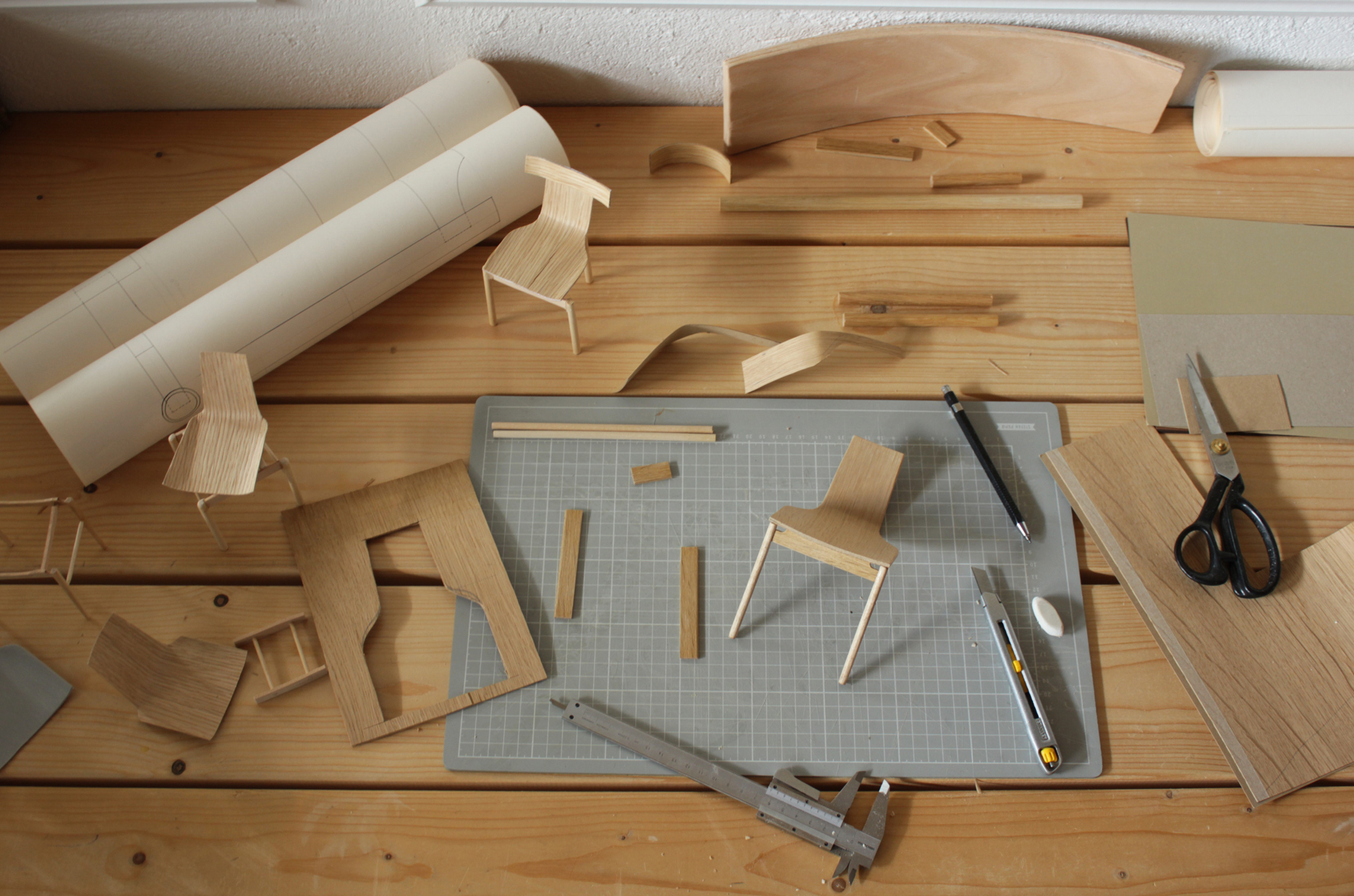 Miniature prototype of the Iden dining chair